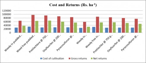 Cost of cultivation, gross returns and net returns as influenced by various treatments