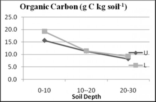 Mean OC(%) in different soil depths