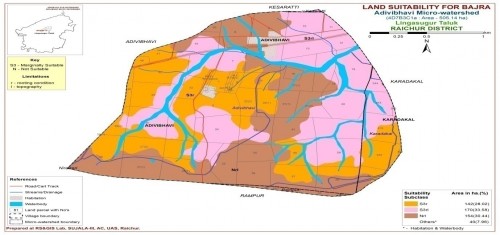 Land suitability map for Bajra in Adavibhavi village