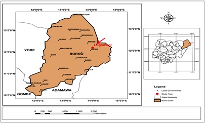 Study map showing area where clay samples were collected